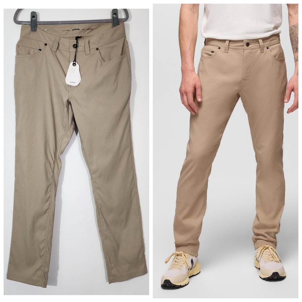 prAna‎ Stretch Zion 5 pocket Slim Pants Mens 31/30 Beige Khaki Hiking Outdoor